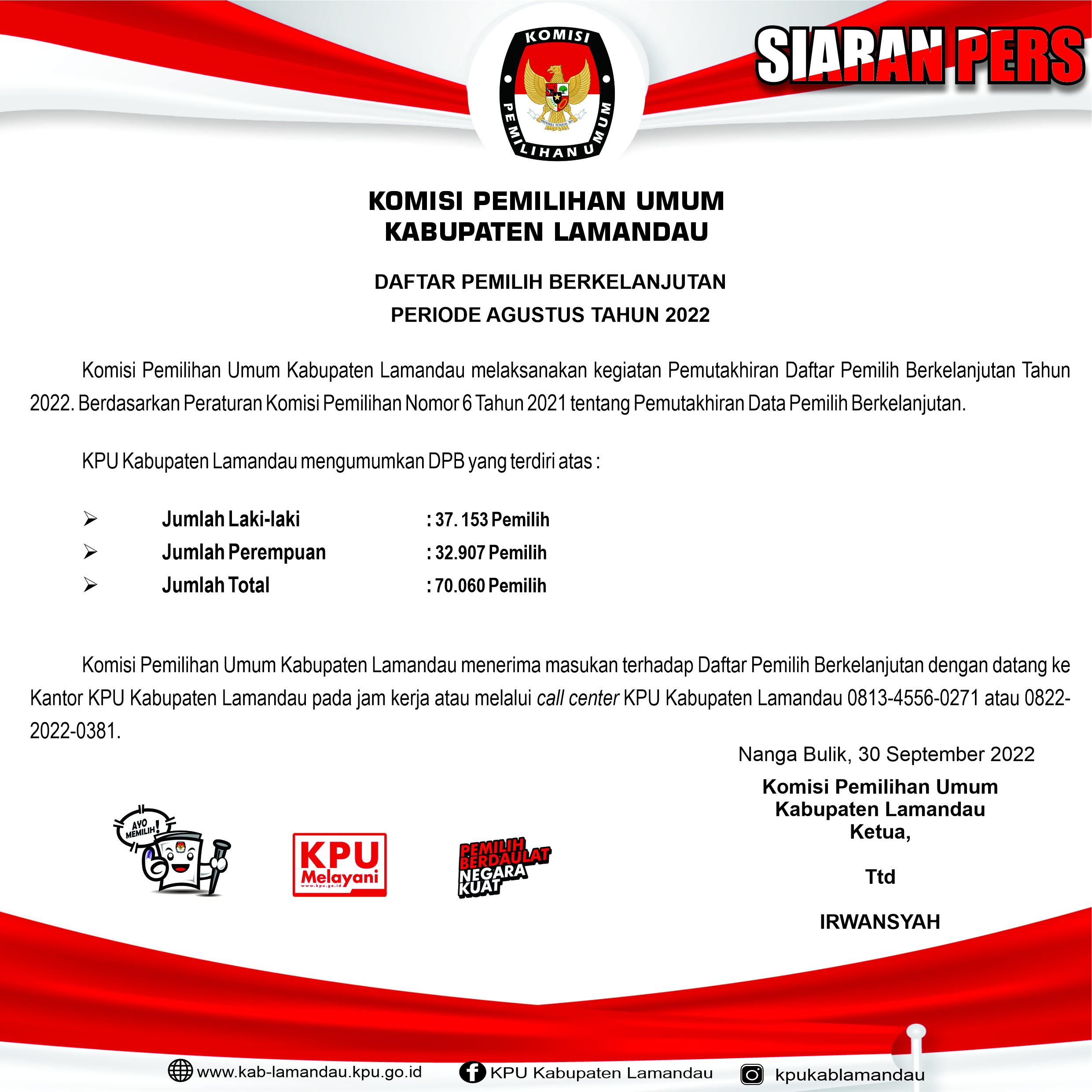Siaran Pers DPB SEPTEMBER